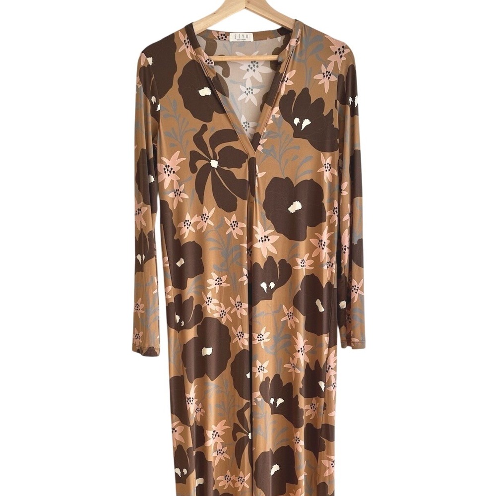 Anthropologie Siyu Floral‎ Maxi Dress Palm Leaf Boho Lagenlook Modern Heritage